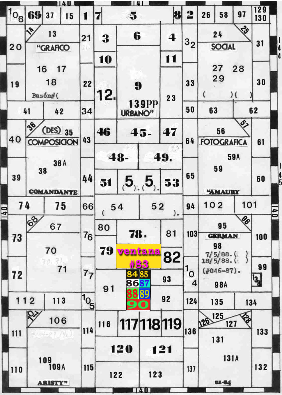 plano guia composicion sealando la ventana #83,84,85,86,87,88,89,90.