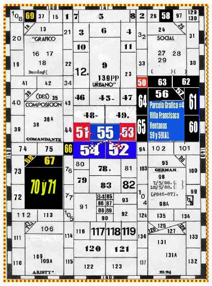 plano guia des composicion sealando las ventanas 70 y 71