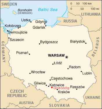 Na mapie wojewdztwa lskiego (1999 r.)
