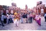 with folk dancers