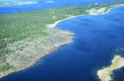 aerial photo of Bjuroklubb penninsula