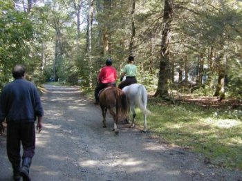 Susan and Jelane going into the park.