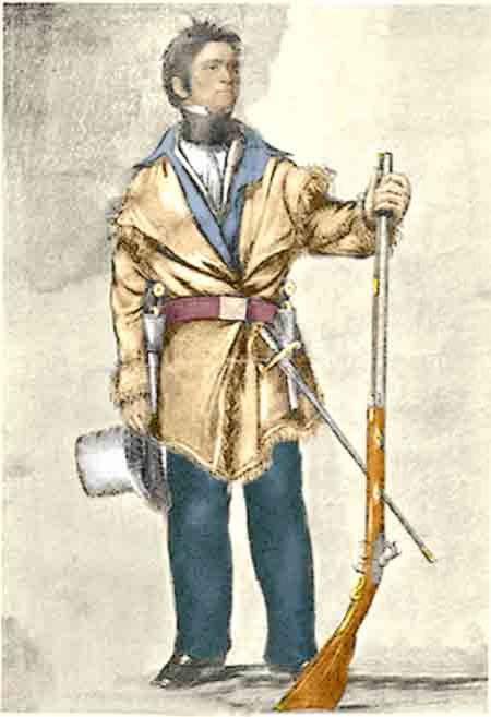 Colonel Henry Dodge, 
commander of the Iowa County Militia 
and the 'Michigan Mounted Volunteers.'
(Credit: George Catlin sketch, circa 1834;
Colorized courtesy of Rich Worthington--
NOT for reproduction without permission!)