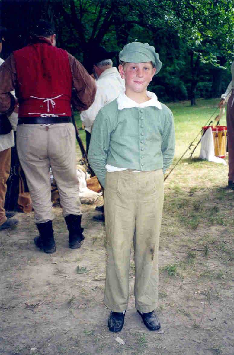 My son Ian wears a 'skeleton suit'
 typical of boy's fashion from about 
age five to age twelve.
Picture credit: Rusty Ayers.