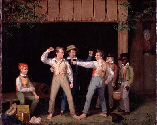 'Schoolboys Quarrelling.'
Painting by William Sidney Mount, 1830.