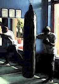 Working the heavy bag.  Image Copyright (c) 1999.  All Rights Reserved.