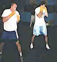 Shadow boxing as a warmup.  Image Copyright (c) 1999.  All rights reserved.