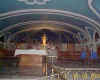 A view of the alter area in the basement worship hall