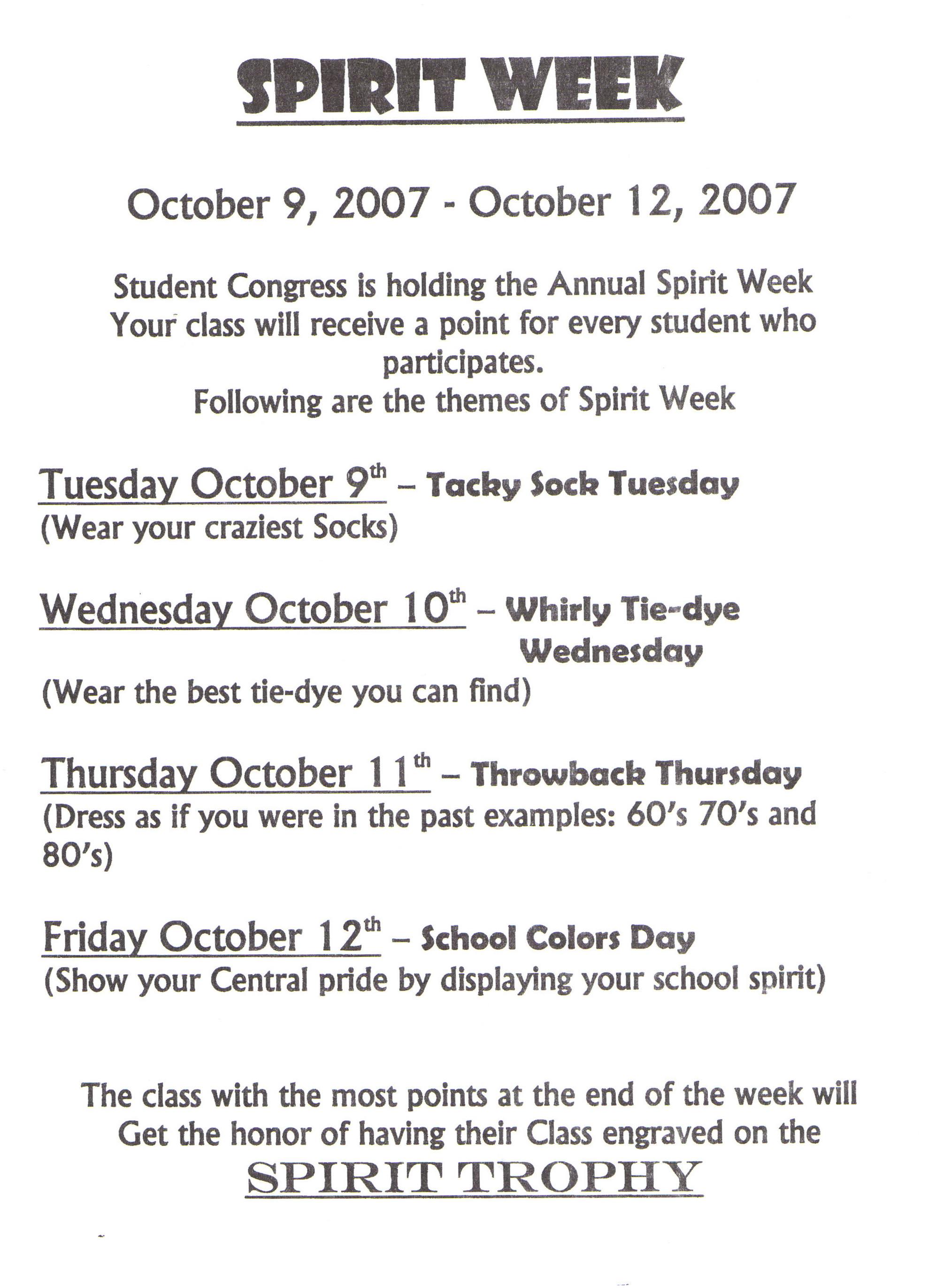 Spirit Week Posting