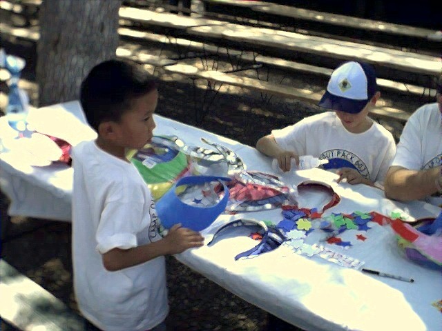 everyone decorated a sun visor to wear at Camp