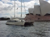 Twin-hulled ferry used on longer harbor trips