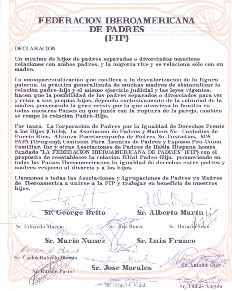 Documento de adhesi�n a la FIP