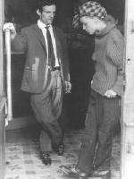 Fran�ois Truffaut and Jeanne Moreau during the filming of JULES AND JIM (JPG, 16 KB)