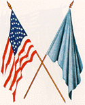 Image of USA flag displayed with another flag.
