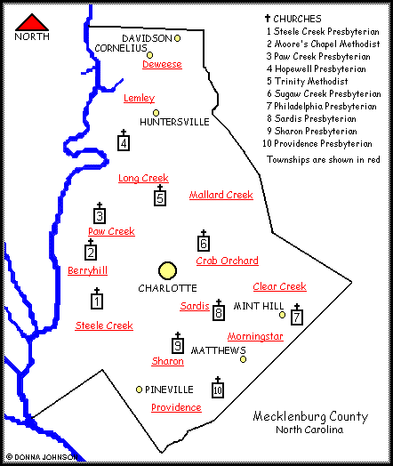 Map of Mecklenburg County, NC