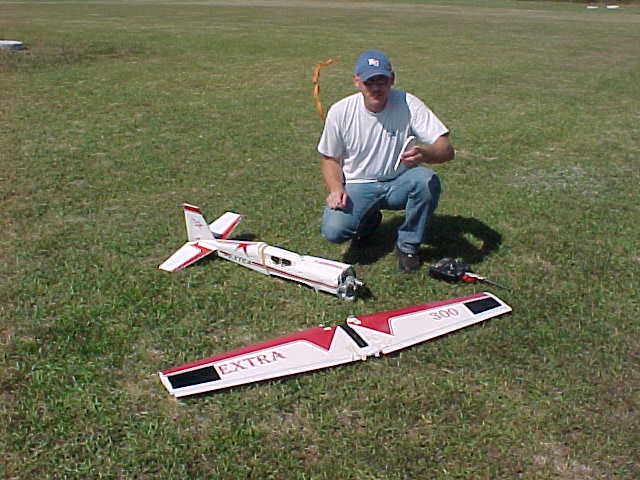 Keith looks over the damage to his well used Flightcraft EXTRA.