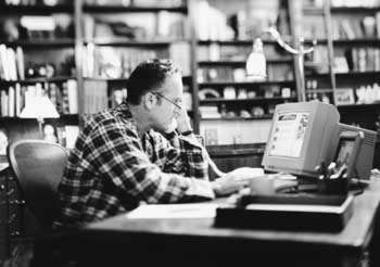 Man in library