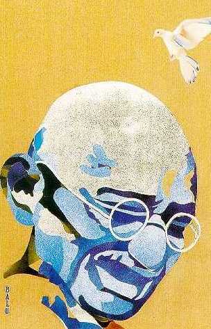 Mahatma Gandhi - Paper collage by V.Balu. © V.Balu, Bangalore, India