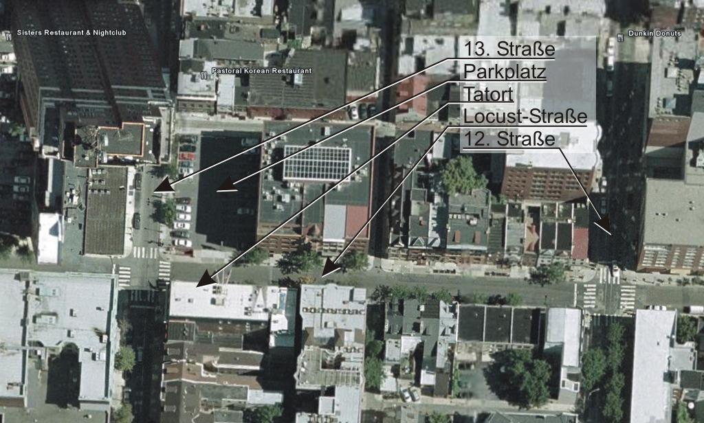 Satellitenfotos der Locust-Str. von 12. bis 13. Strae, geneigt