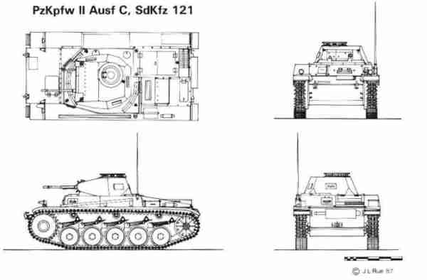 Line Drawing of PzKpfw II