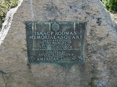 Brigadier General Rodman Memorial, Route 108, South Kingstown, RI