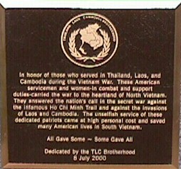 Plaque dedicated at the US Air Force Academy during TLCB 2000 reunion