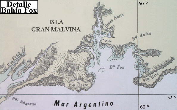 Isla Gran Malvina: Detalle de Bah&iacute;a Fox