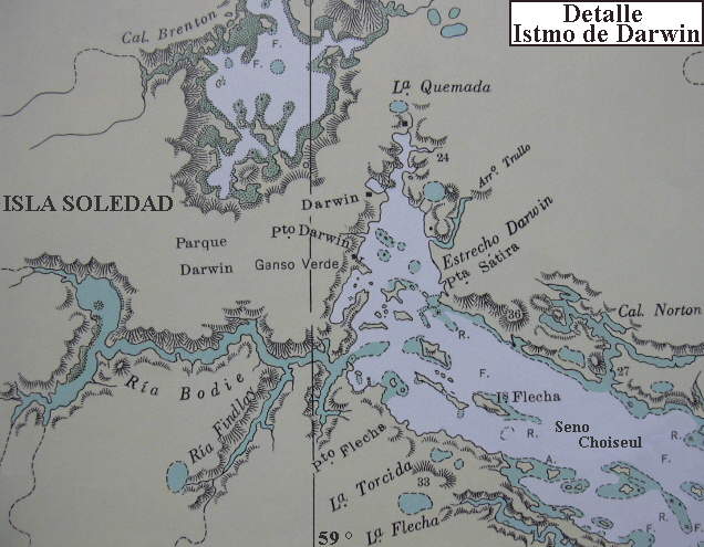 Isla Soledad: Detalle de Darwin y Pradera del Ganso