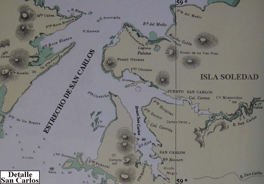 Isla Soledad: Detalle de San Carlos