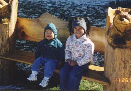 Jessie, Katie, and two bears