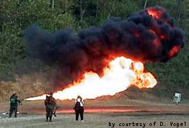 modern flamethrower in action