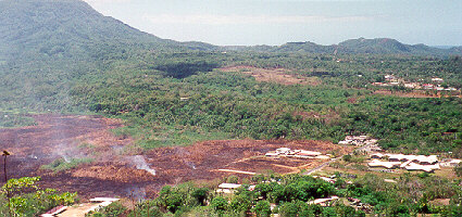 The fields across from the hospital that burned are seen here.