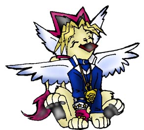 Yugi Sphinx, never without his cards