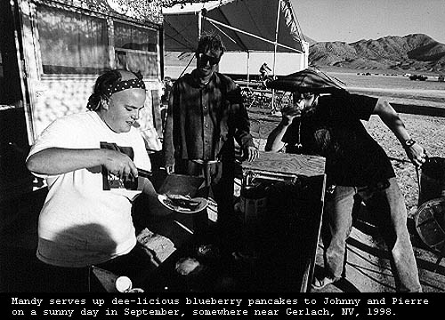Mandy serving pancakes, 1998