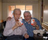 Dad with Jerry at the Josephine Sunset Home in Stanwood - February 29, 2004. During his last several months of life, Dad liked our bringing him french fries and a vanilla milk shake.  He immensely enjoyed those and always appreciated something different from the usual daily diet.