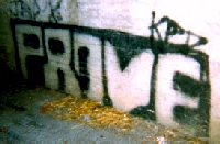 Graffiti at crime scene of car theft.  John Lee