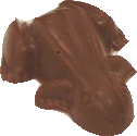 Soft nougat pieces blended with milk chocolate in a frog mould