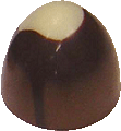 Milk chocolate creme with dark chocolate sauce in a marbled bomb shell