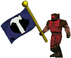 Player with a threewave flag in hand