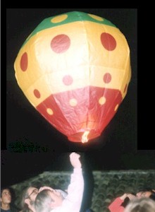 Paper made Hot air balloon launched
 on december 31 just before midnight.