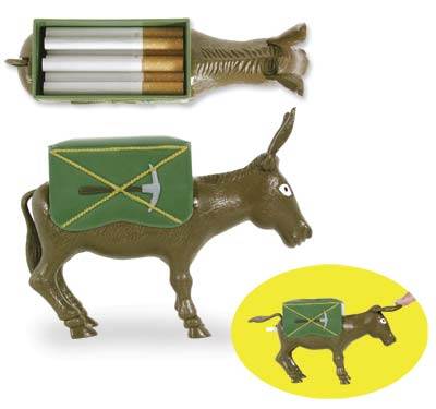 smoking donkey cigarette dispenser, ellen show, ellen degeneres, cigarettes, cigars, tobacco, holder, container