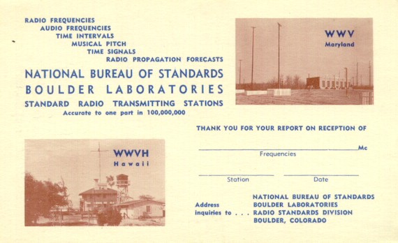Classic Dual WWV/WWVH QSL (circa 1960)