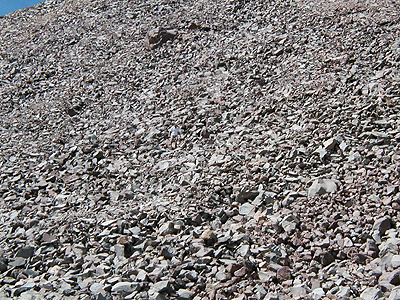 Precarious talus field descent