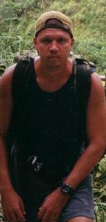 Me with a rucksack, Okinawa, circa Sep 02
