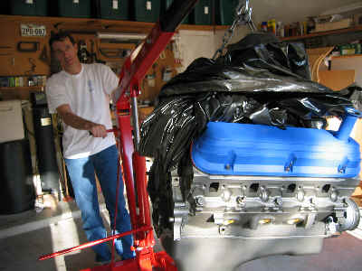 engine coming off the truck