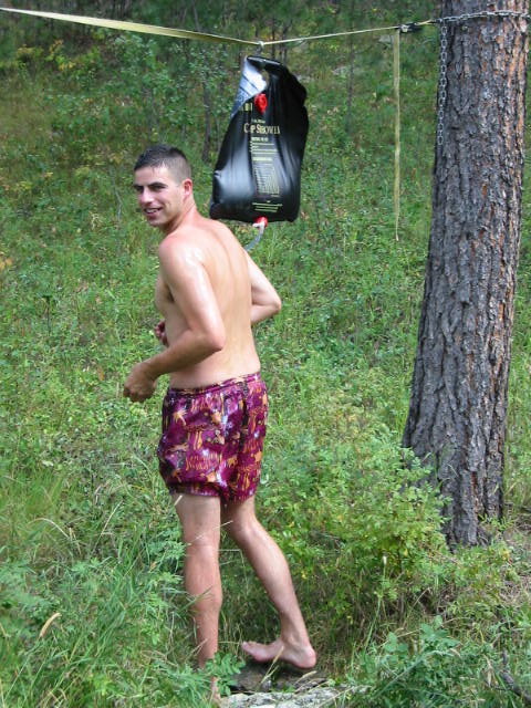 Brent taking a shower - Sept 1st, 2001