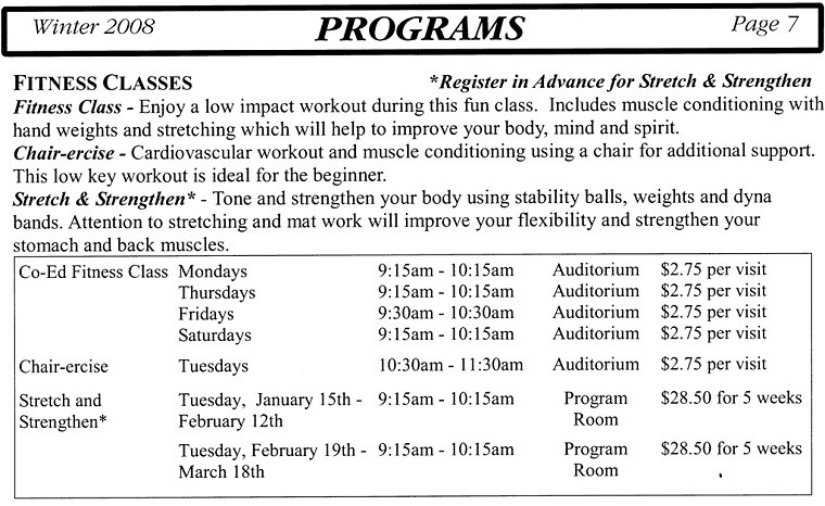 Programs - Fitness Classes - Co-Ed Fitness Class, Chair-ercise, Stretch and Strengthen - Page 7