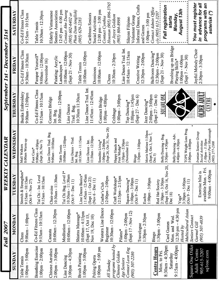 Fall Activity Guide September - December 2007 Weekly Calendar Print Version - Page 20b