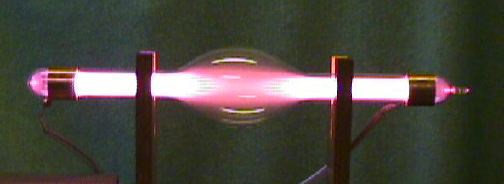 same bubble tube shown energized with a Rife/Bare system