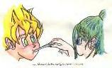 Bulma checking Goku's temperature